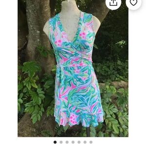 Lily Pulitzer Barbie Punk Blue Sleeveless Wrap Tennis Beach Romper Dress